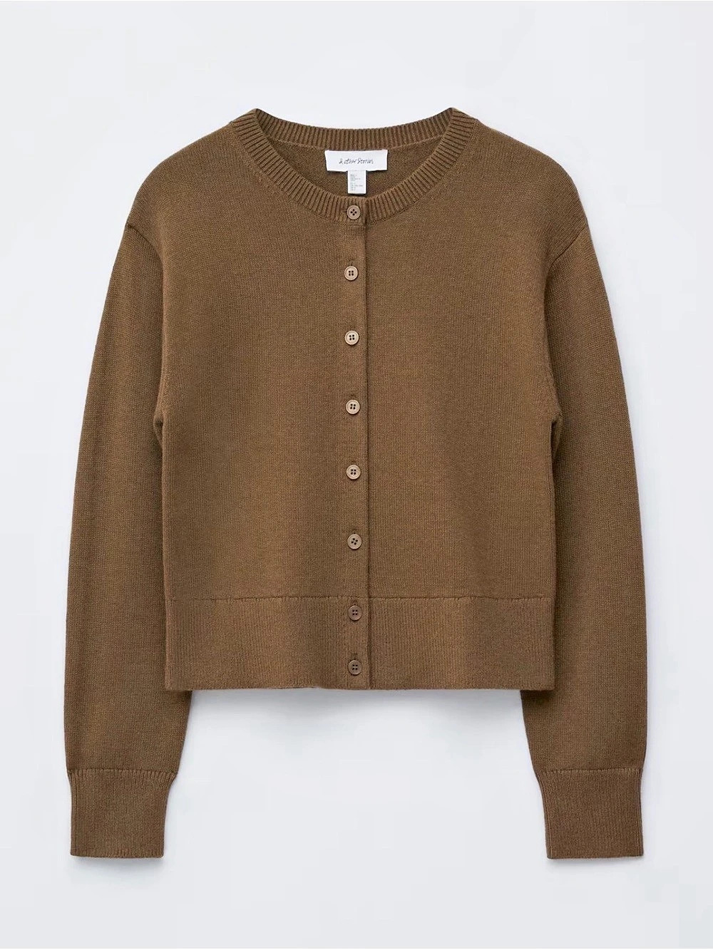 & Other Stories NWT Wool Crewneck Cardigan Brown